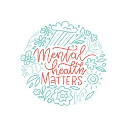 graphic reading "mental health matters" surrounded by light green and orange flowers