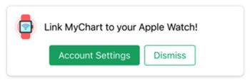 MyChart Apple Watch Account Settings